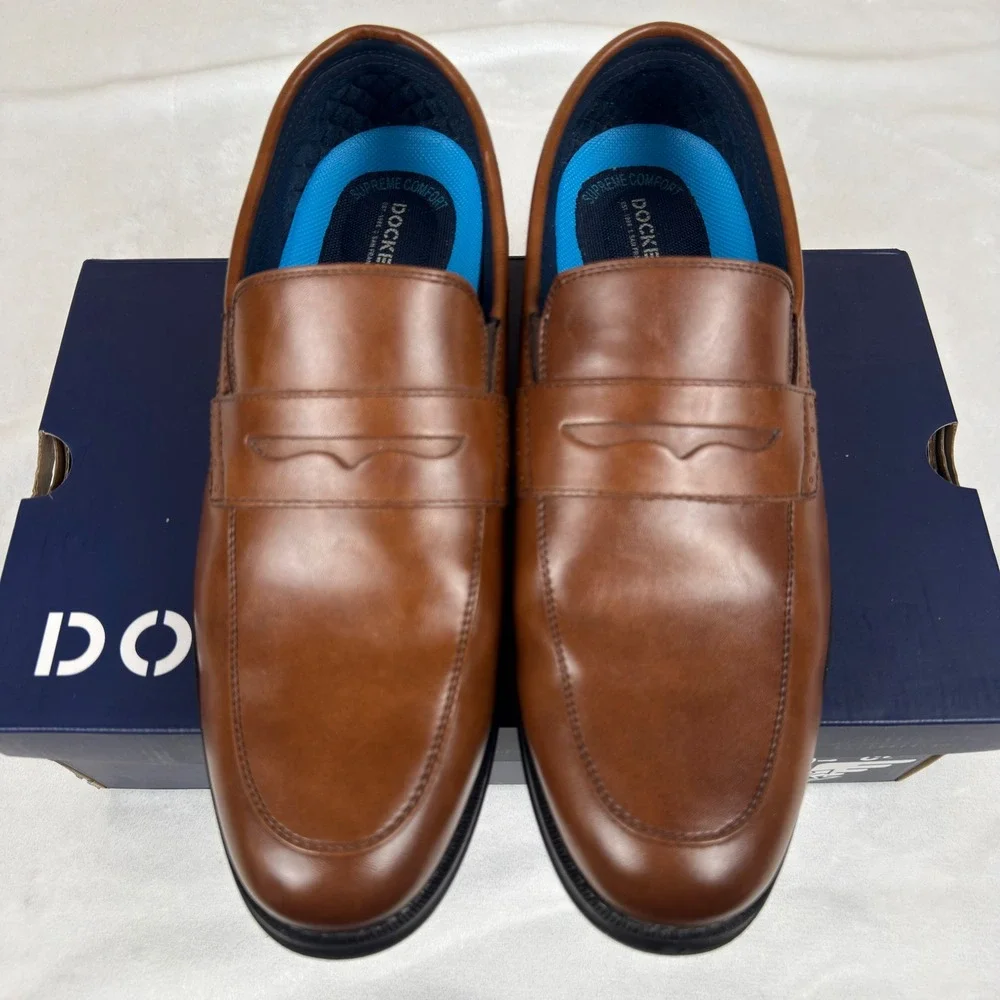 Dockers Men's Emerson Penn Business Casual Penny Loafers Cognac Brown Size 10 W